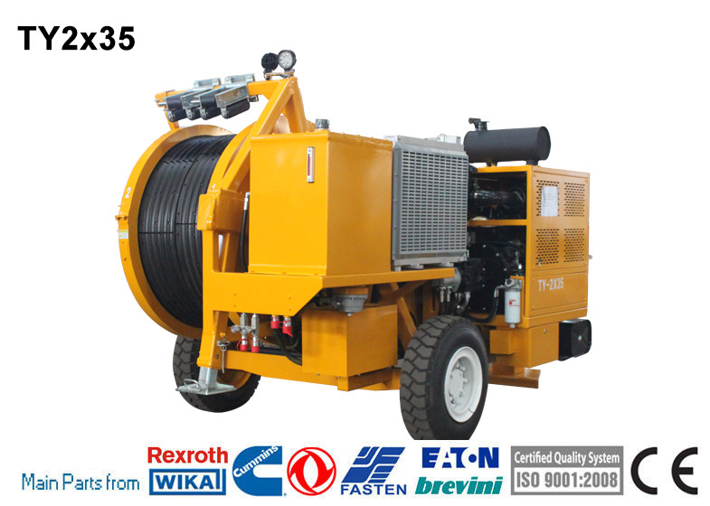 Transmission Line Stringing Rig TY2x35 Hydraulic Cable Tensioner Transmission Line Stringing Equipment ...