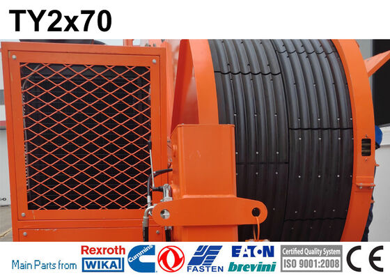 Cable Stringing Platform 2x70KN Overhead Line Stringing Equipment Hydraulic Cable Laying Tensioner